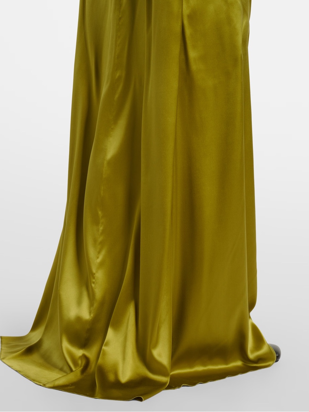 Dries Van Noten Olive Satin Maxi Dress with Deep V-Back - Picture 3 of 11